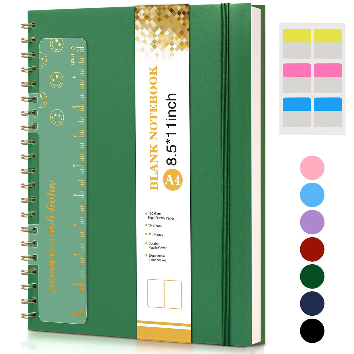 Blank Spiral Notebook Journal 8.5” x 11”, A4 Large Sketch Book for Women Men, 100 GSM Blank Paper Drawing Notebook, Hardcover Spiral Bound Sketchbook for Sketching Work School, Wildflower Mountainside