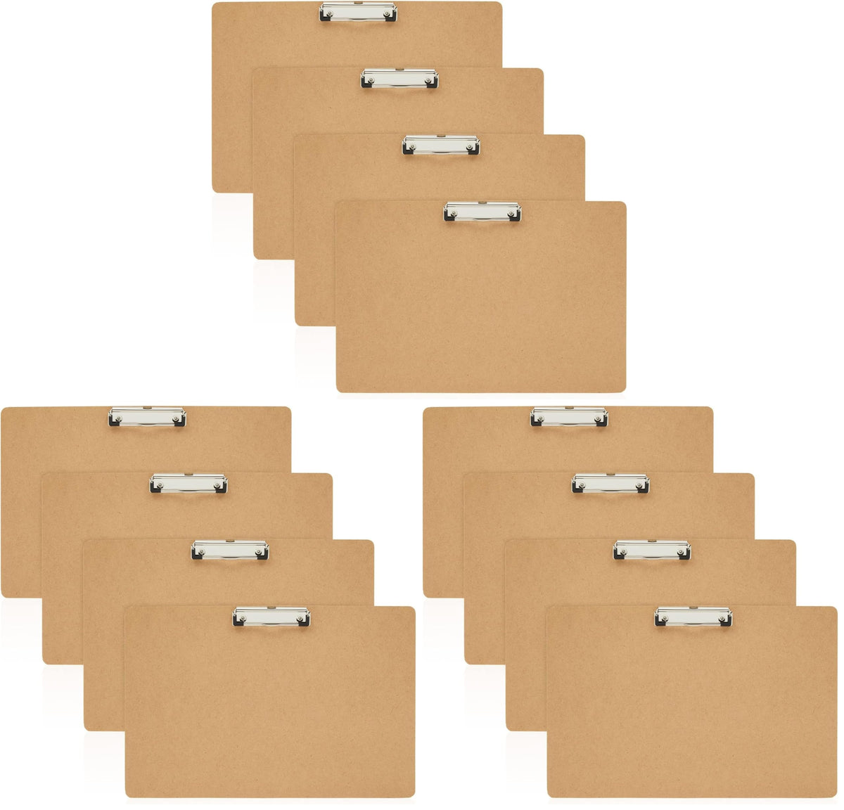 Juvale Clipboard - 11.5 x 17.4 in, Brown MDF, 4-Pack - Wood Clipboard Set with Low-Profile Metal Clip & Retractable Hook - Oversized & Portable for Drafting Board & Sketch Board Use