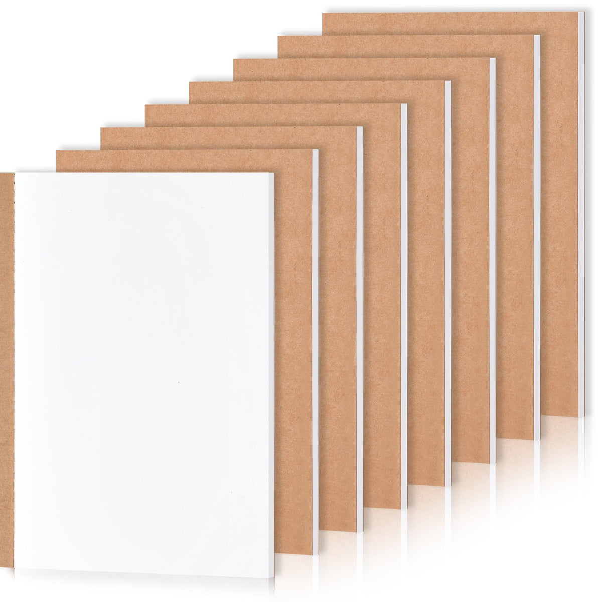 EOOUT 100pcs A5 Blank Kraft Notebooks, Journals in Bulk, Sketchbooks Bulk for Kids, 60 Pages, 80GSM, 8.3 X 5.5 Inch, Travel Journal Set, Travelers, Students and Office