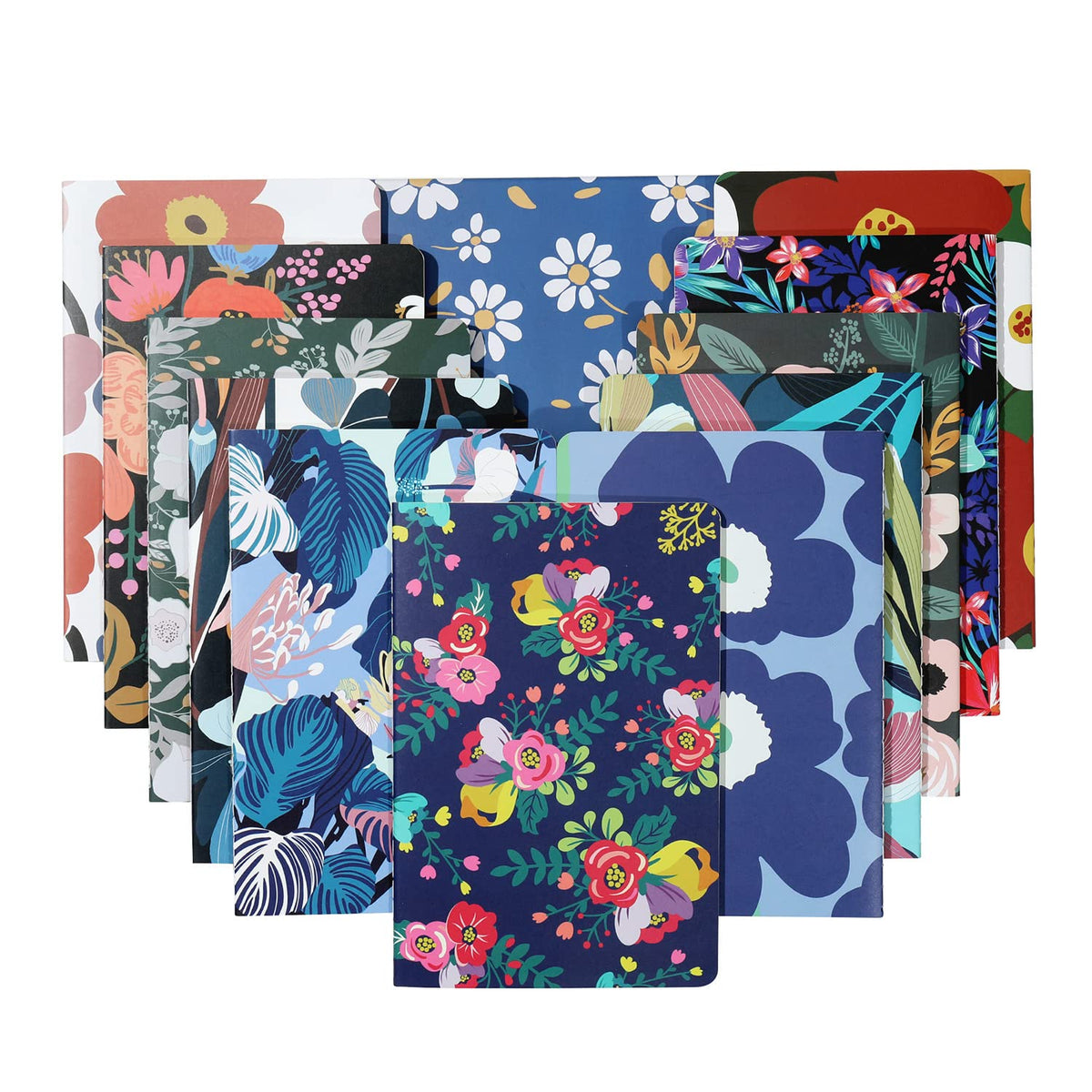 12 Pack Flower Design Blank Notebook Journals Bulk for Traveler, Student and Office, Plain Composition Subject Sketchbook Notebooks with Unlined Paper, 80GSM, 30 Sheets,5.5x 8.3 inch, A5 Size
