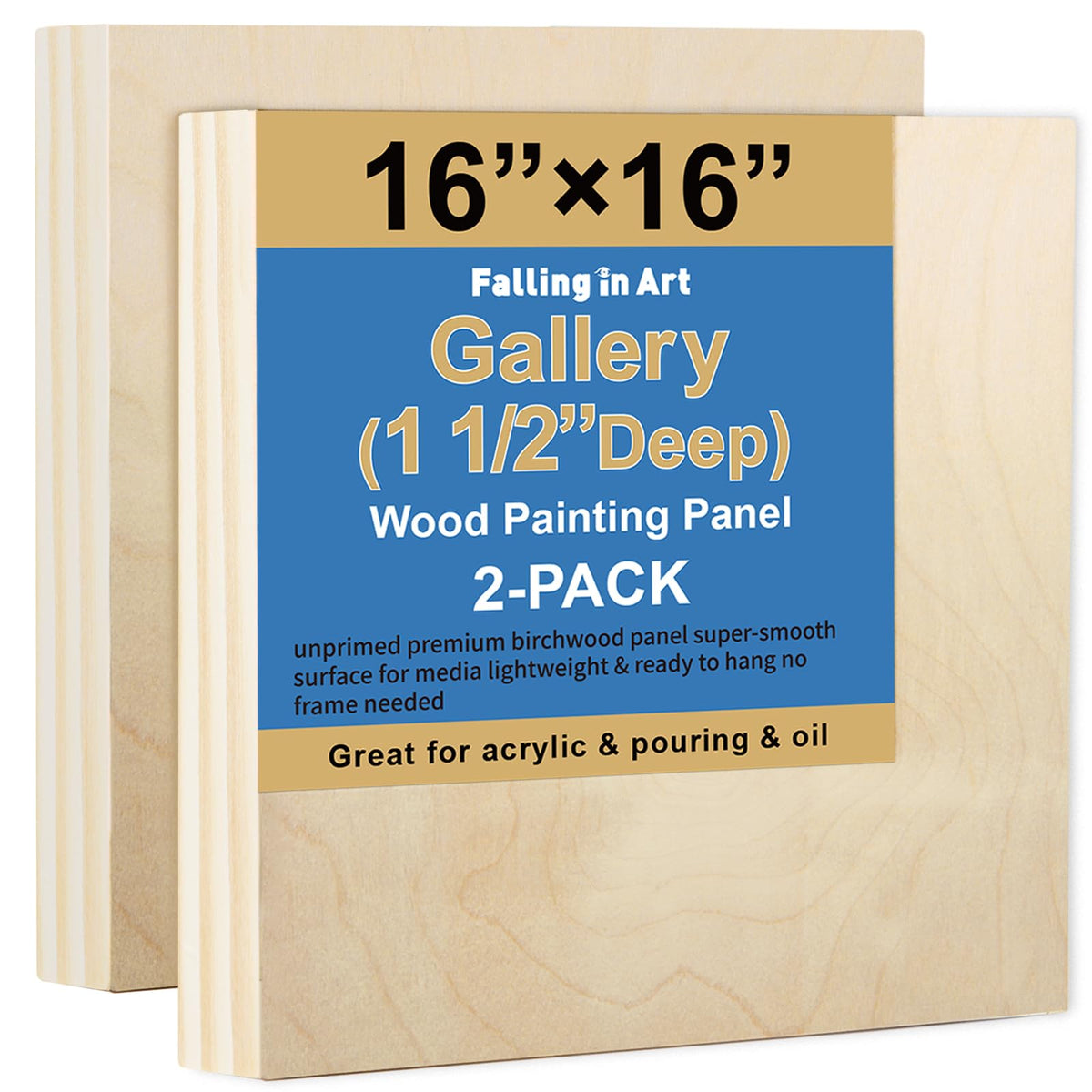Falling in Art 2 Pack 36x48'' Unfinished Gallery Birch Wood Canvas Panels