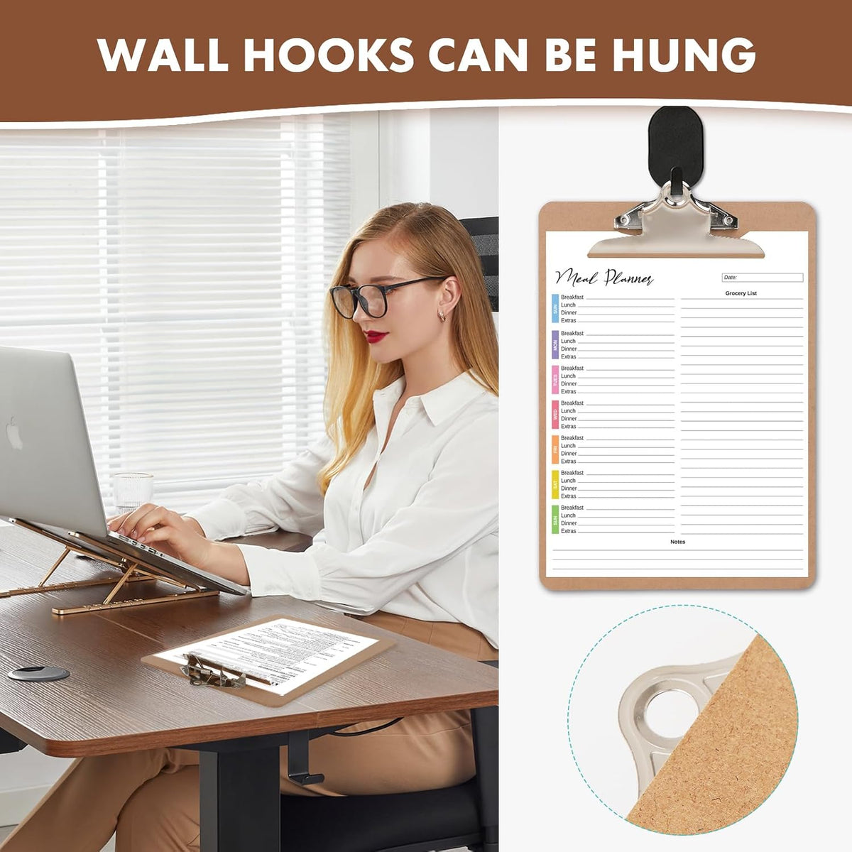 Wood Clipboard Set of 3, 8.5 x 11 Clip Board