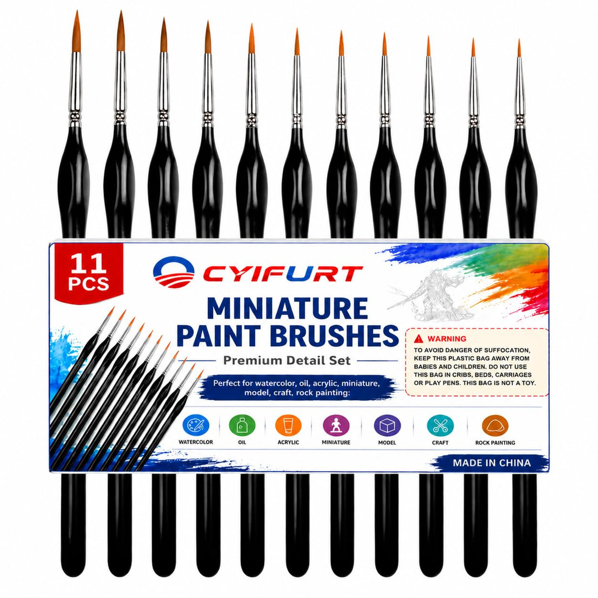 11PCS Miniature Detail Paint Brushes for Acrylic Painting