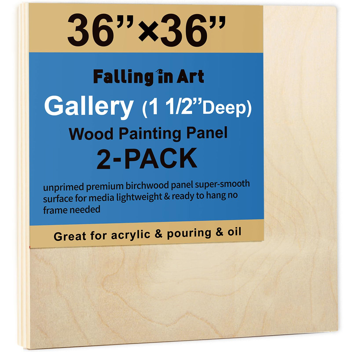 Falling in Art 2 Pack 36x48'' Unfinished Gallery Birch Wood Canvas Panels