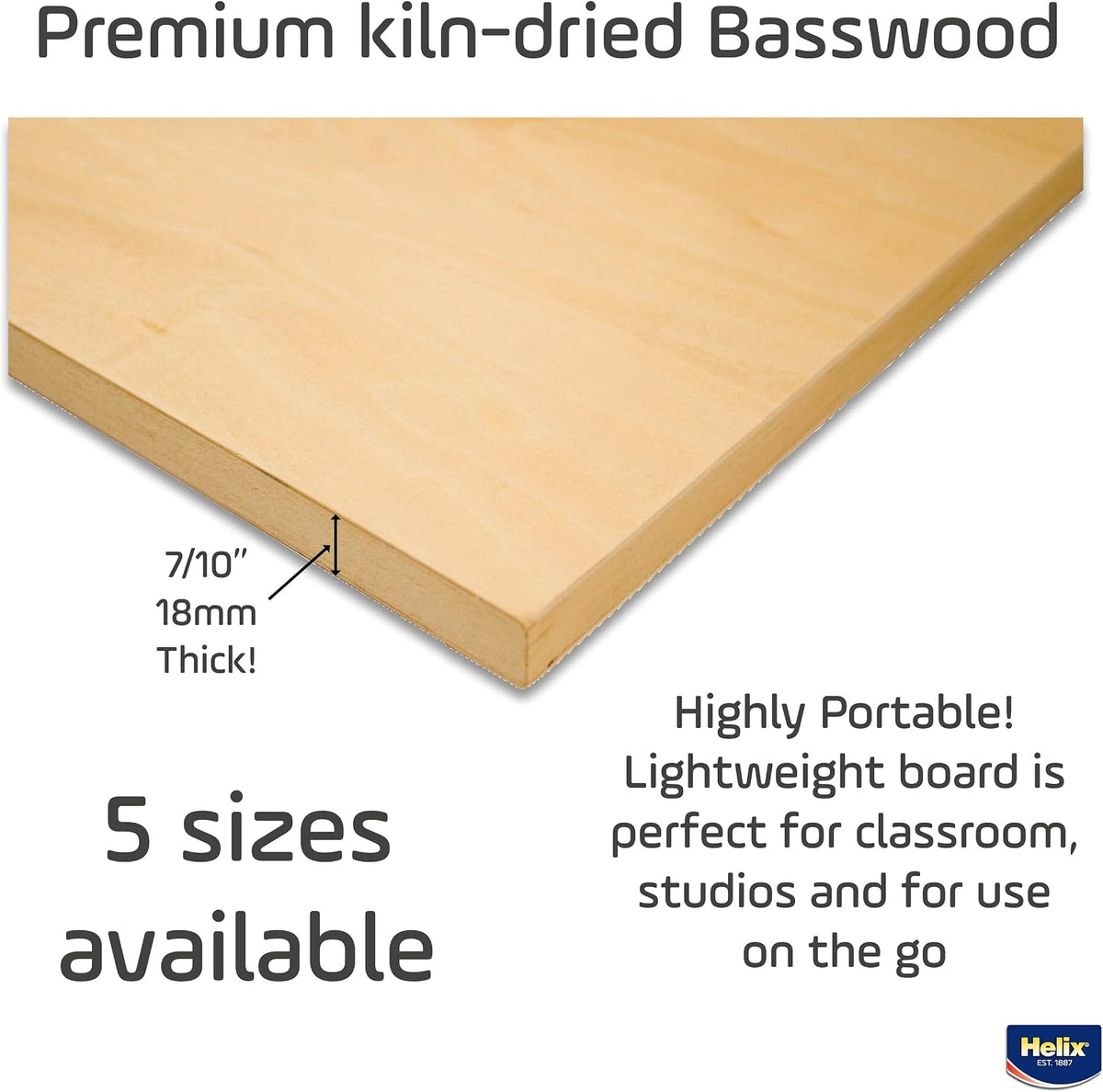 Helix - Wooden Drawing Board - Plain Edge - Lightweight - 18x24 inch