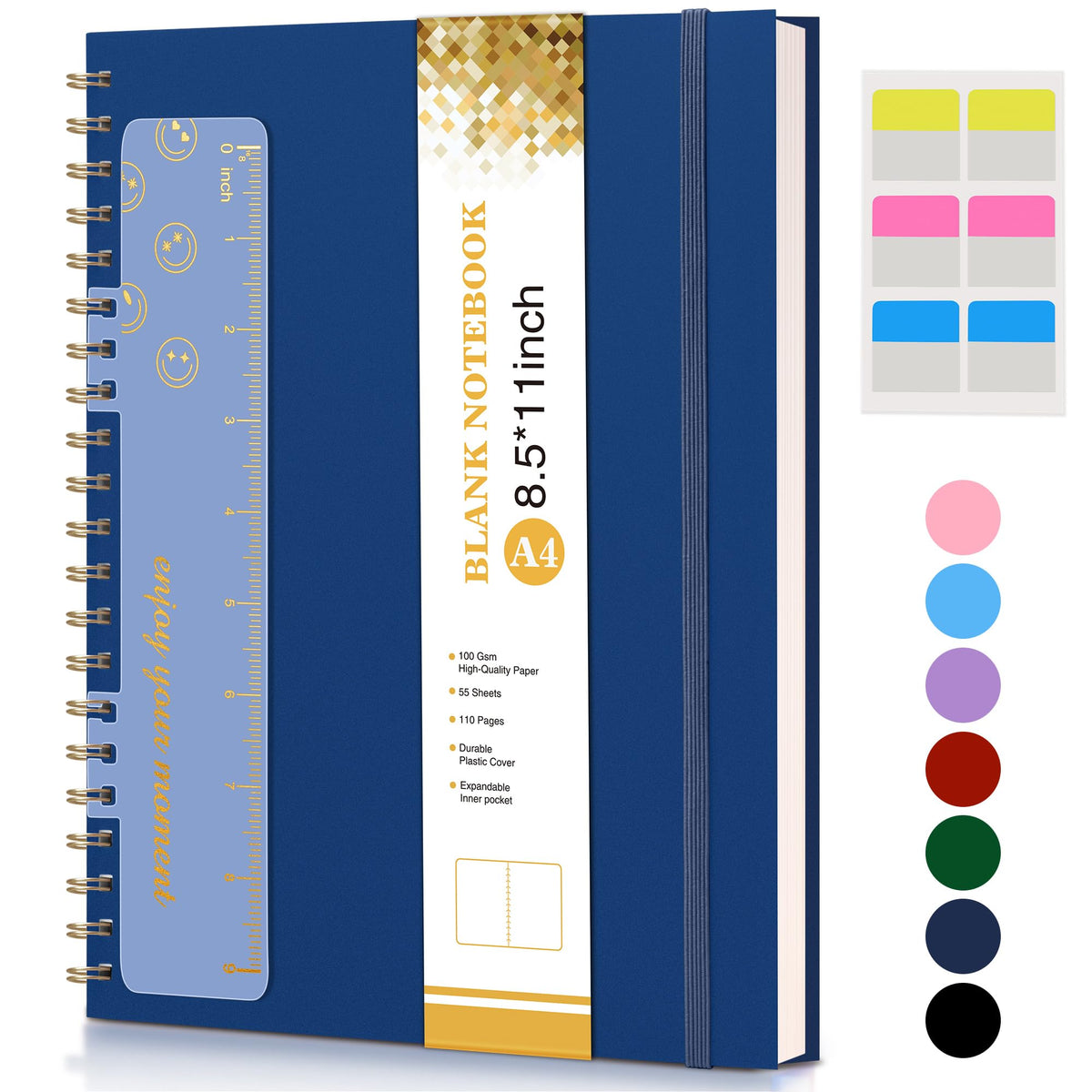 Blank Spiral Notebook Journal 8.5” x 11”, A4 Large Sketch Book for Women Men, 100 GSM Blank Paper Drawing Notebook, Hardcover Spiral Bound Sketchbook for Sketching Work School, Wildflower Mountainside