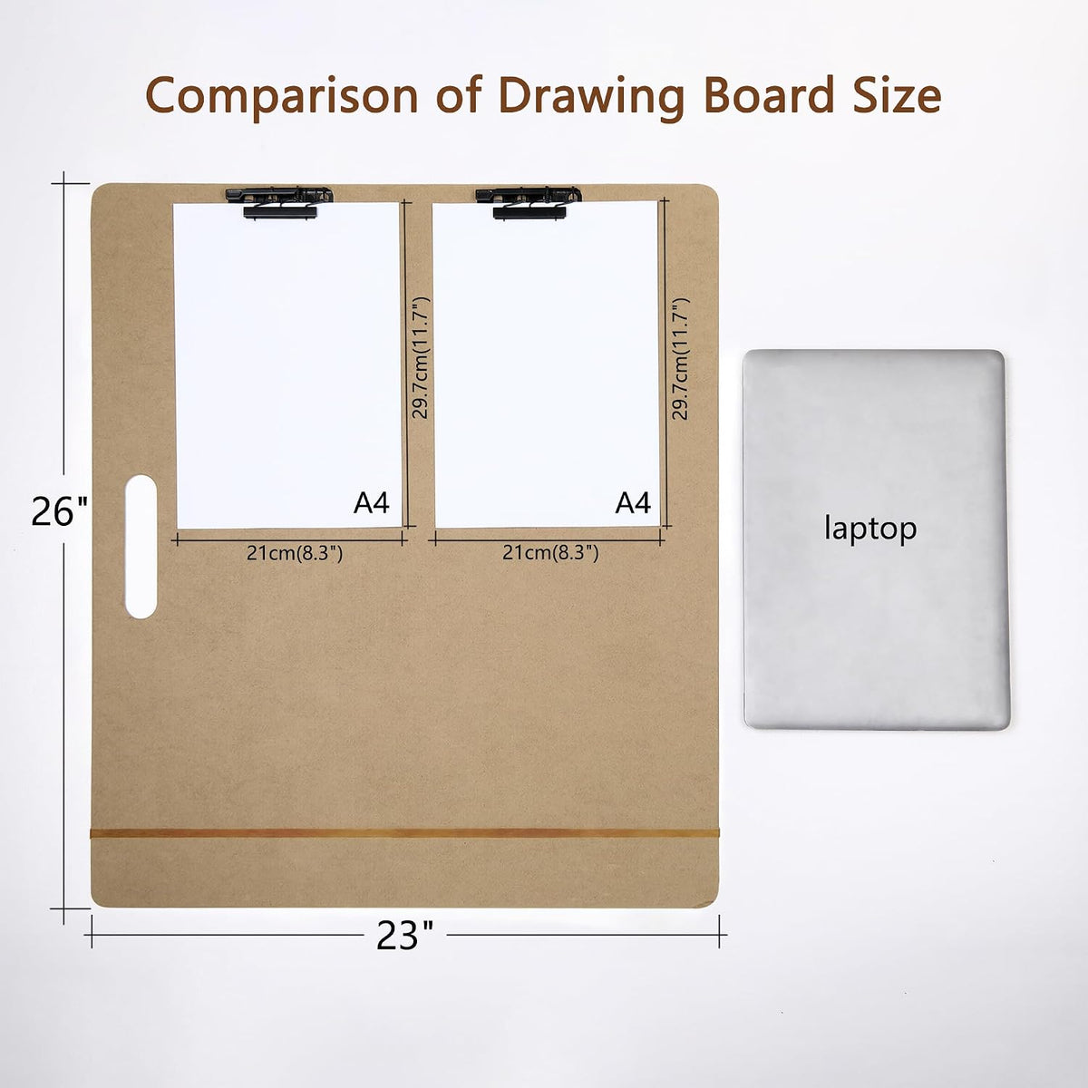 23"x26" Oversized Drawing Board with Clips and Rubber Bands