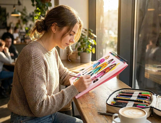 Soucolor Cute Sketch Book 9" x 12" Drawing Paper,Pink Teen Girls Sketchbook