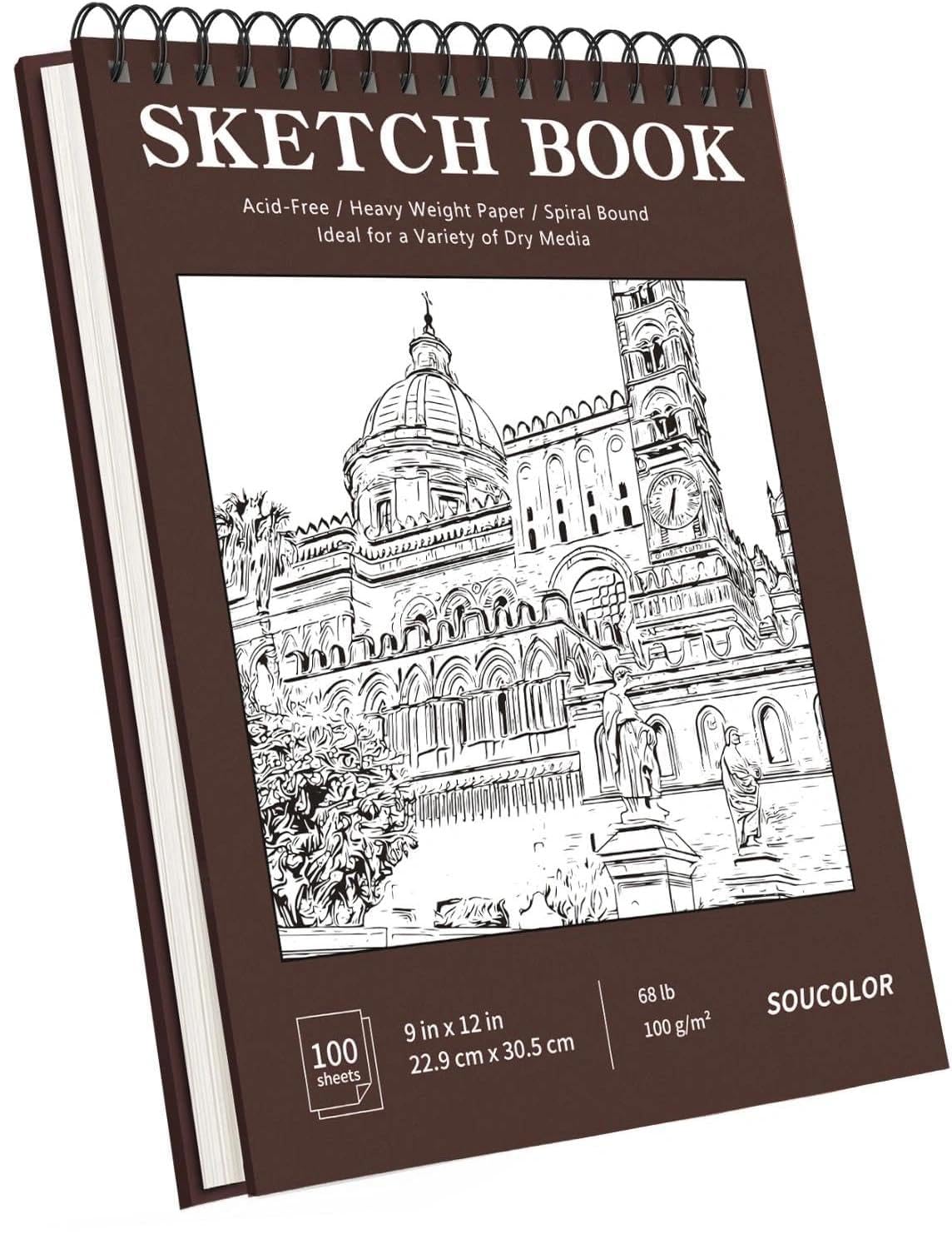 Soucolor Cute Sketch Book 9" x 12" Drawing Paper,Pink Teen Girls Sketchbook