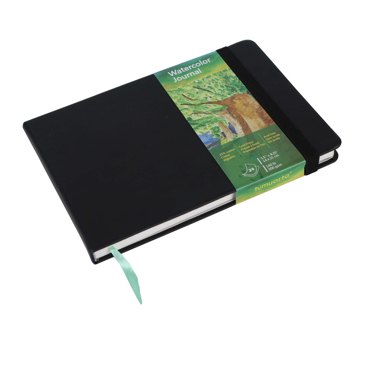 tumuarta Watercolor Journal 5.5 x 5.5, 140lb/300gsm Cold Press Paper, 24 Sheets/48 Pages, Lay-Flat Hardcover Watercolor Paper Sketchbook for Travel & Mixed Media