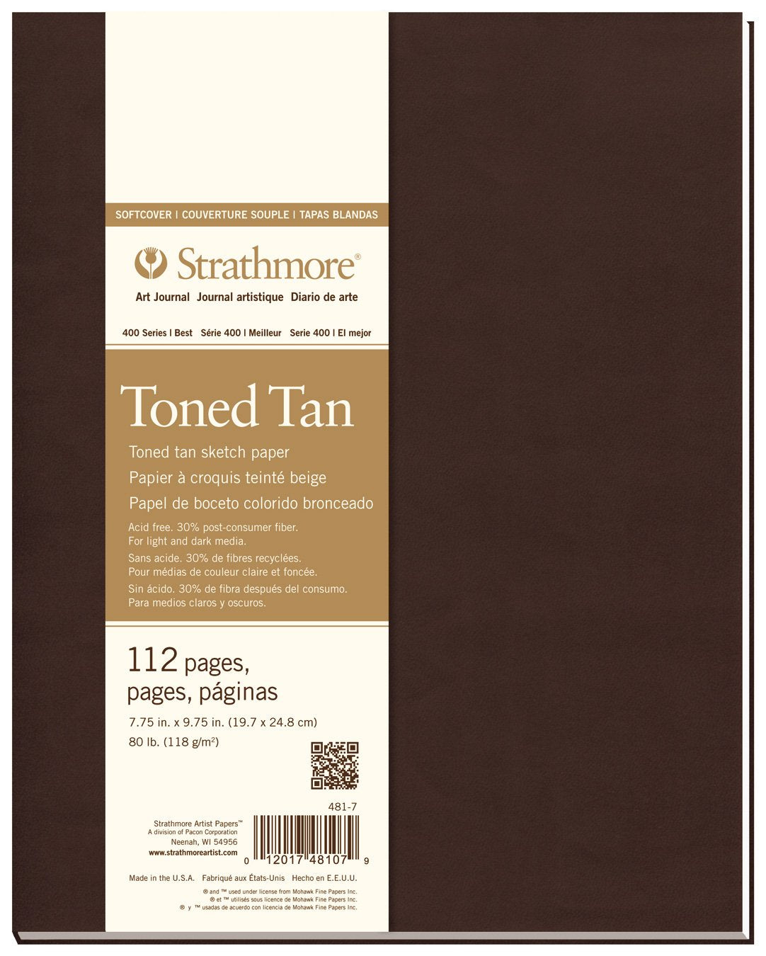 Strathmore 400 Series Hard Bound Sketch Journal, 60 lb. Paper, 8.5 X 11.5 inches, 192 Pages (297-12)