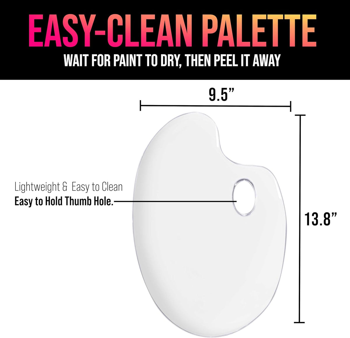 U.S. Art Supply 9" x 13.8" Clear Oval Acrylic Painting Palette