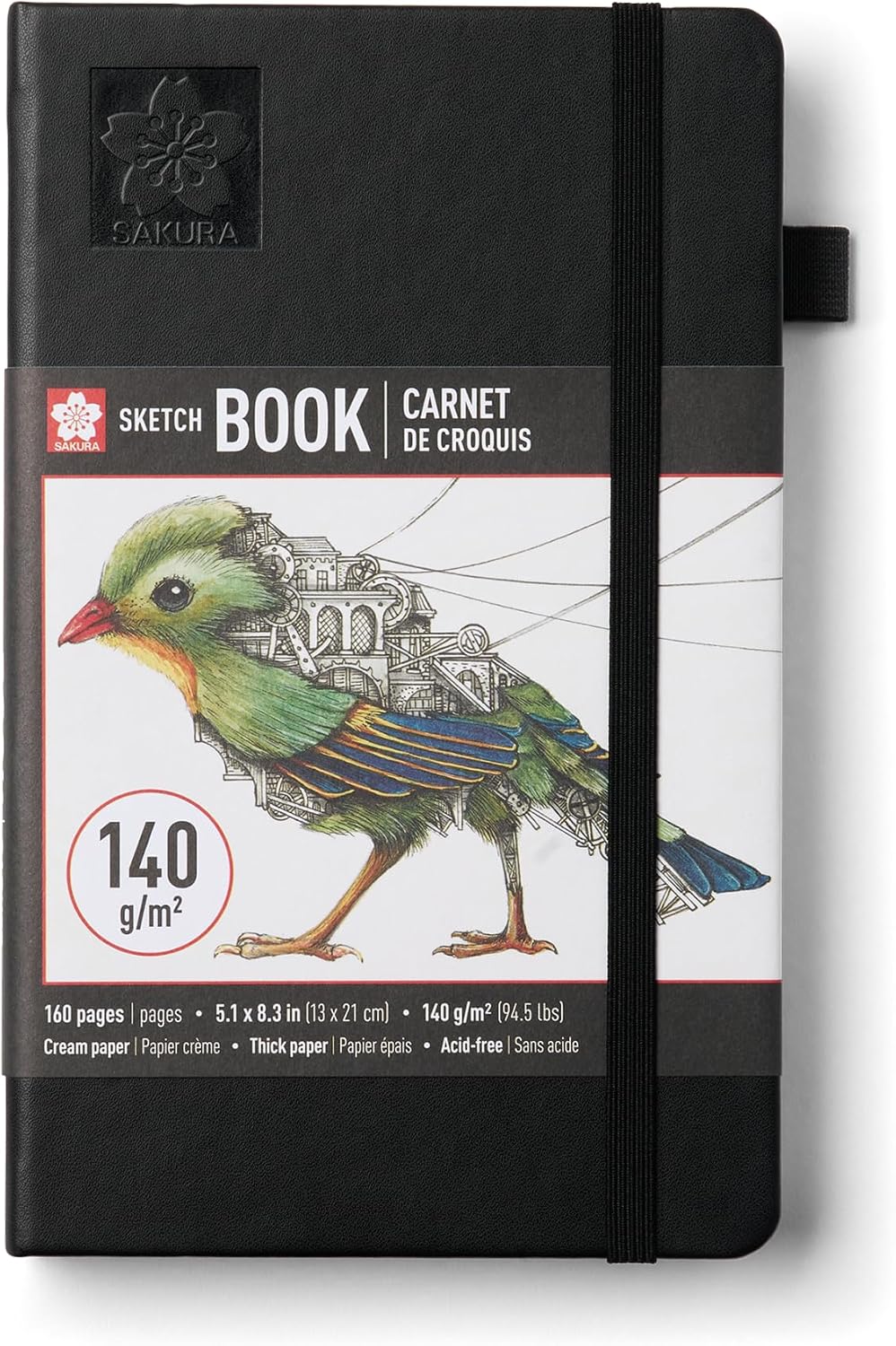 Sakura Sketchbook A5, Hardcover, 160 Pages, 5.1 x 8.3", Black, Cream Paper