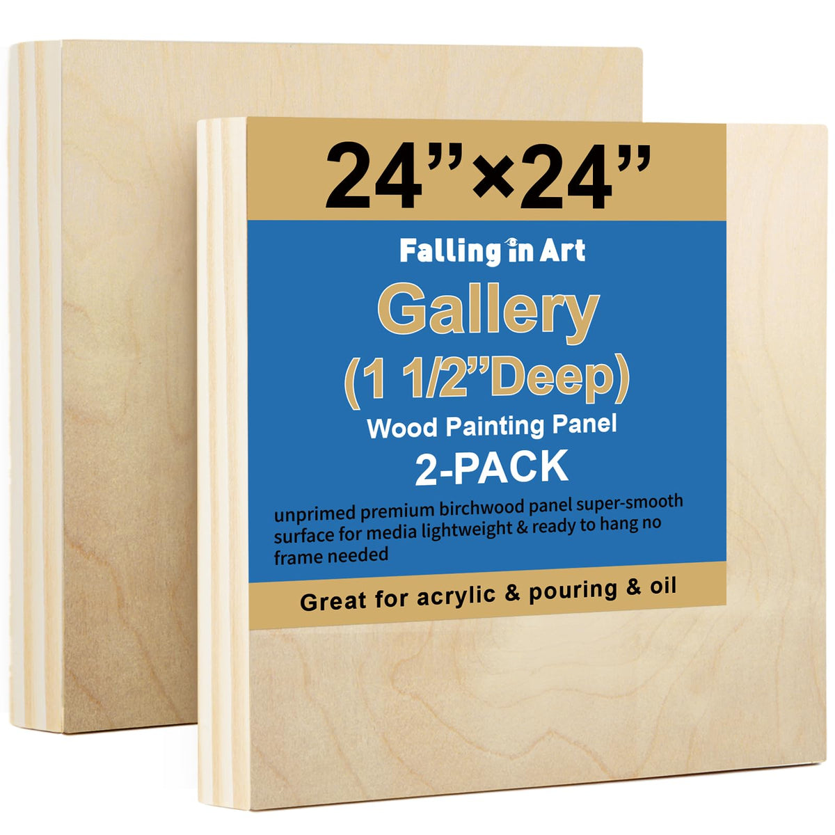Falling in Art 2 Pack 36x48'' Unfinished Gallery Birch Wood Canvas Panels