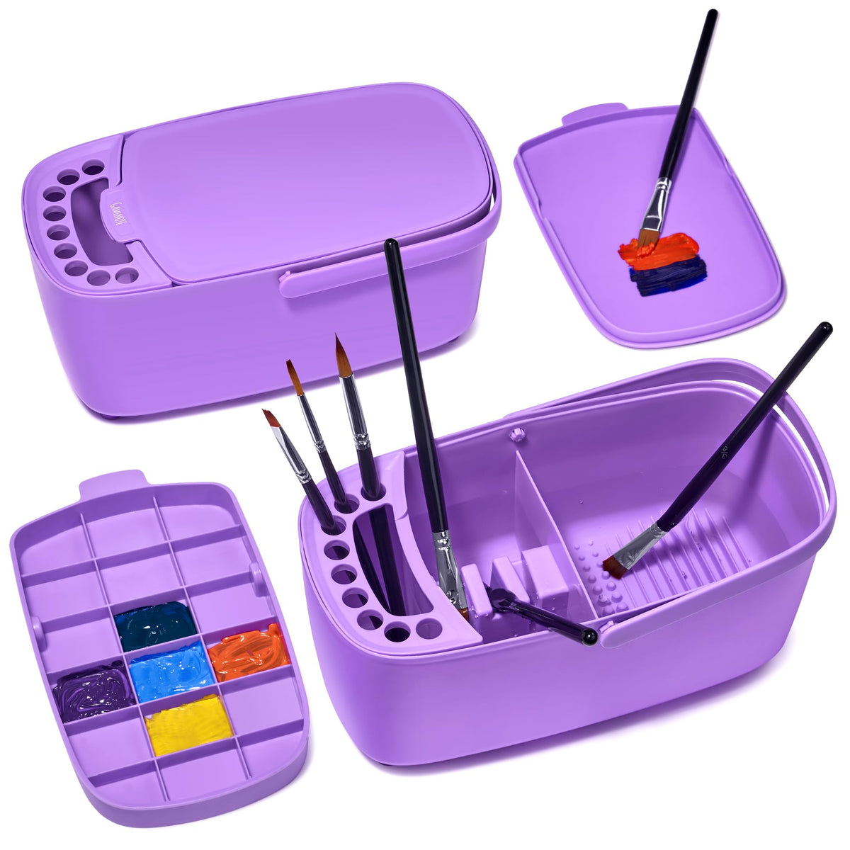GAMENOTE Paint Brush Cleaner, Paint Brush Holder and Palette, White