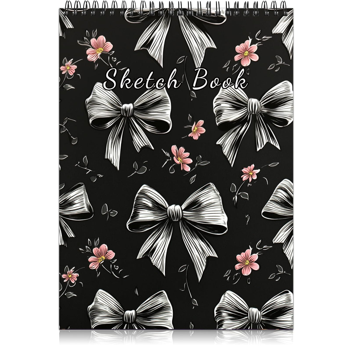 Deokke Sketchbook Top Spiral Bound Sketch Pad, 9 x 12 inch,100GSM Thick Paper,50 Sheets 100 Pages,Art Sketch Book Aesthetic Cute Drawing Writing Paper for Girls Women-Pink Bowknot