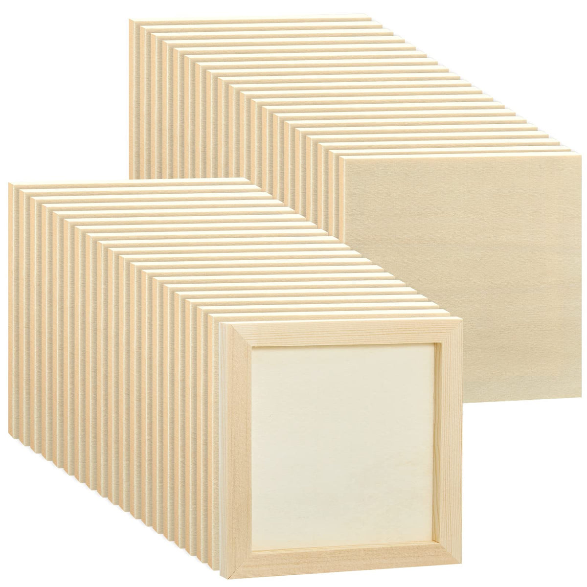 Kathfly 24 Pcs 6 x 6 Inch Wood Panels for Painting,Unfinished Boards