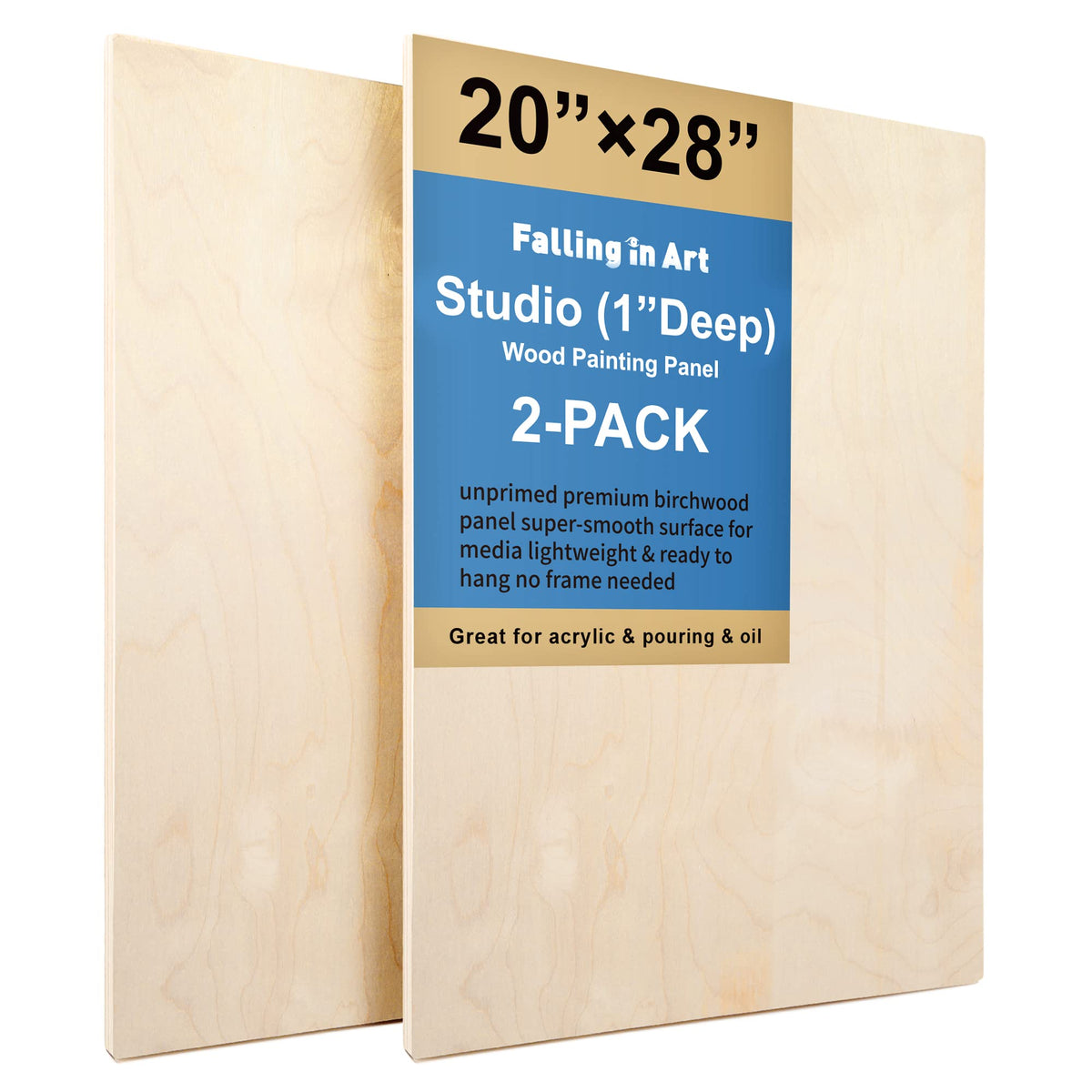 Falling in Art 2 Pack 12x16 Unfinished Birch Wood Panels Kit for Painting