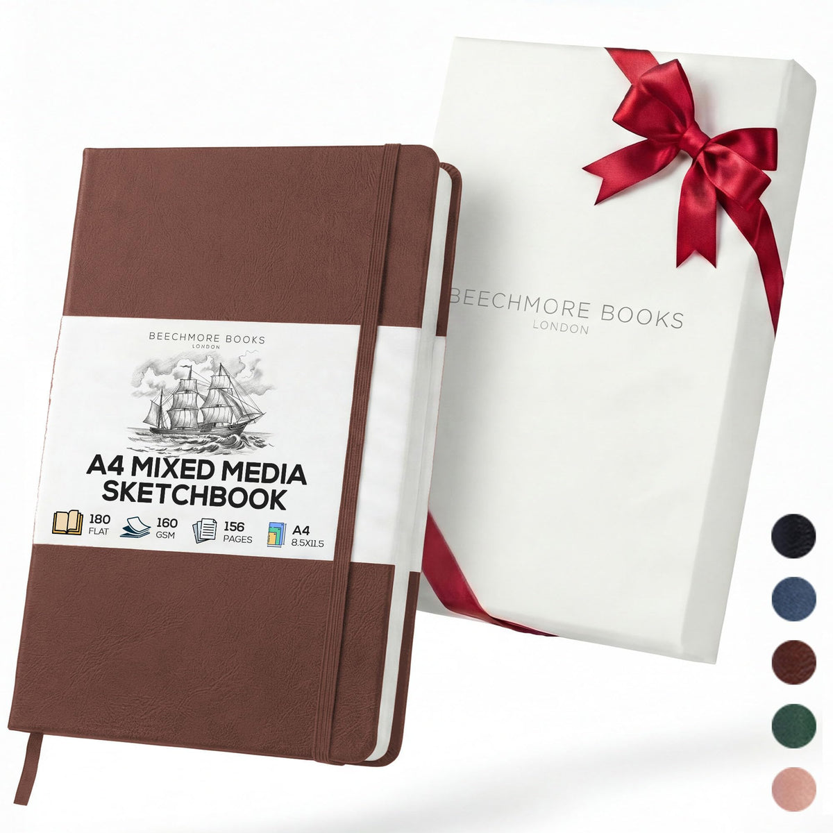 Beechmore Books A5 5.8x8.3 Mixed Media Sketchbook 160 GSM/98LB, Gift Box