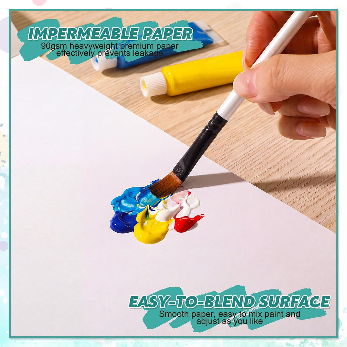50 Sheets Palette Paper Pad 9 × 12 in, 90gsm Disposable Paint Palette