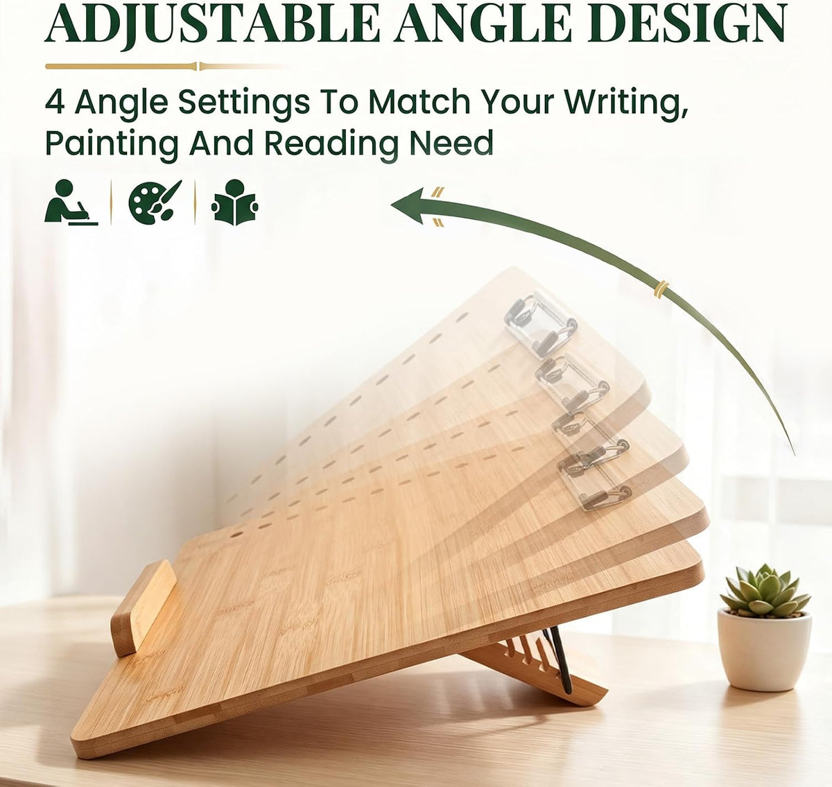 Nuanchu 1 Pcs Adjustable Slant Board for Writing with 4 Angles, 16x12 Inch