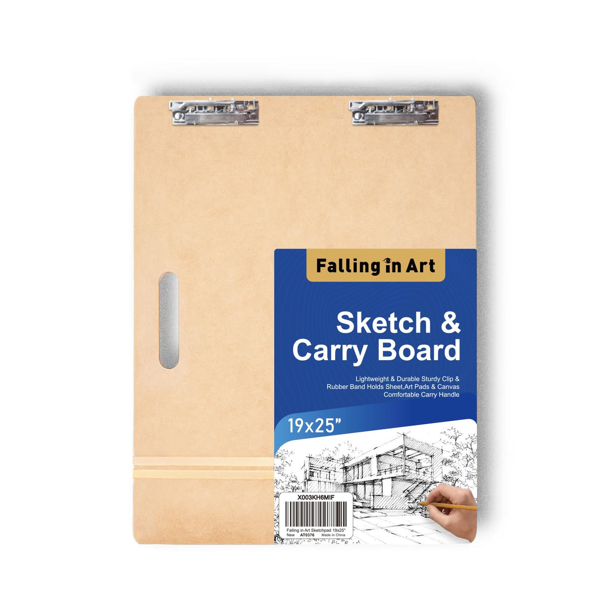 Falling in Art 13x17 Sketch Board with Sturdy Clip &Rubber Bands