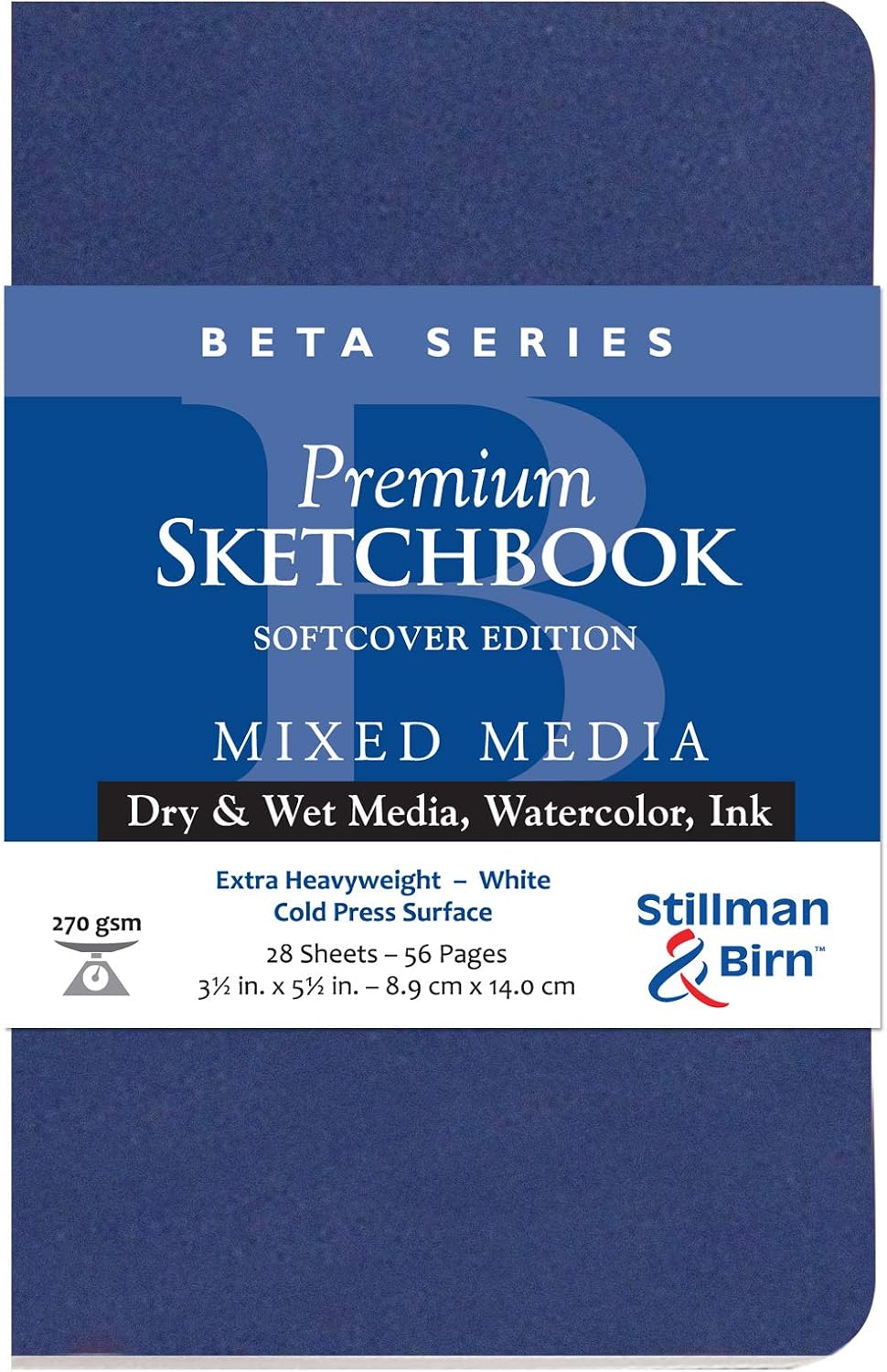 Stillman & Birn Beta Series Softcover Sketchbook, 8" x 10", 270 GSM (Extra Heavyweight), White Paper, Cold Press Surface