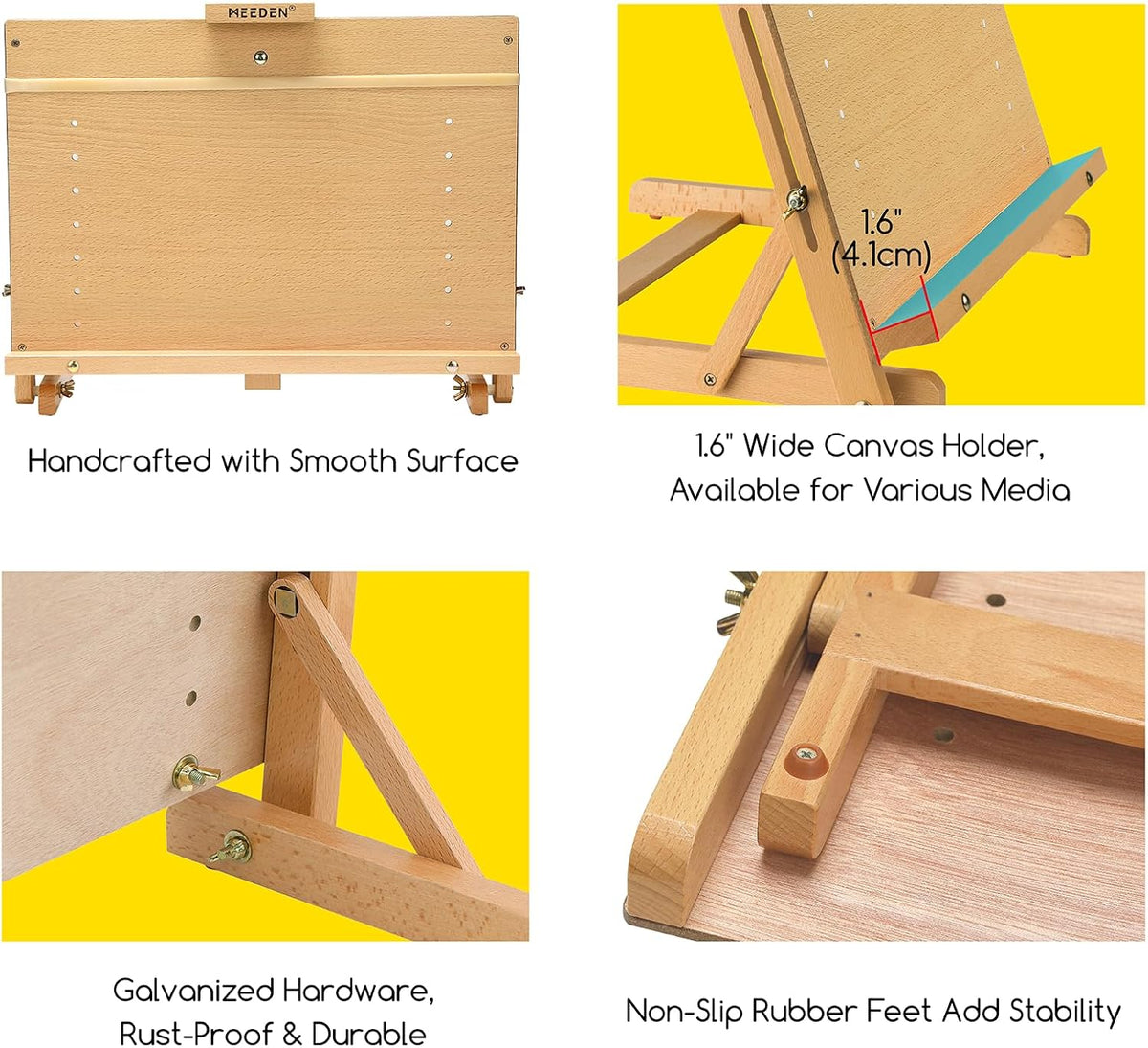 MEEDEN Large H-Frame Drawing Board Easel: Beech Wooden Tabletop Easel