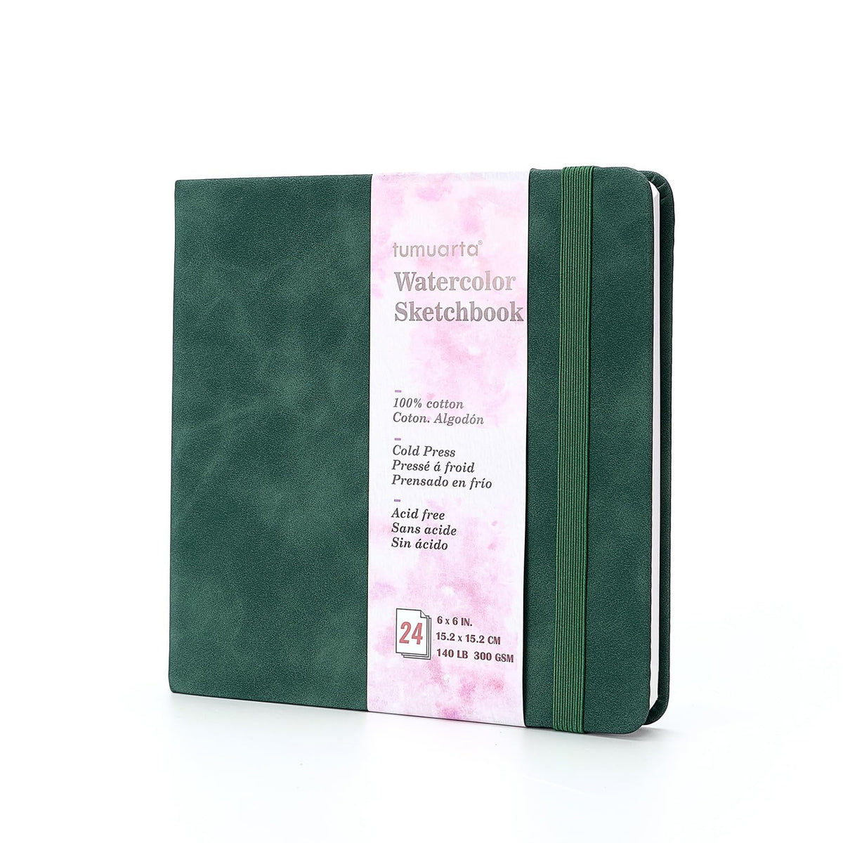 tumuarta Portrait Watercolor Sketchbook, 7.5x5, 140 LB, 300GSM, 100% Cotton Paper, Cold Press, 24 Sheets,48 Pages, Watercolor Journal for Use As Sketch Book and Mixed Media Pad On The Go
