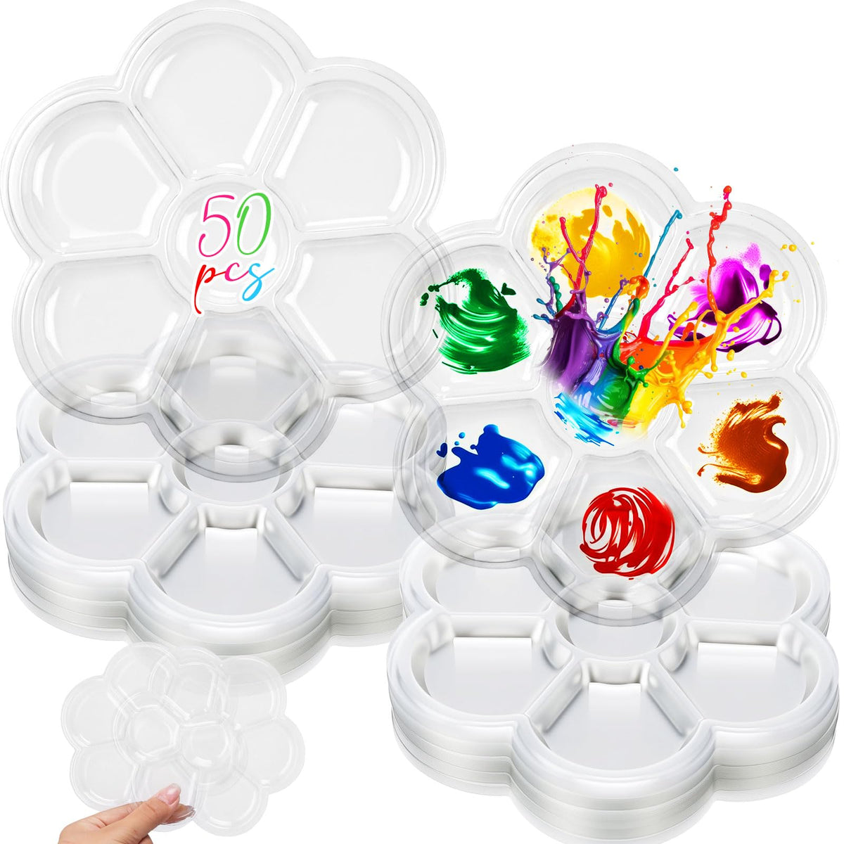 AmazingSpark 100 Pcs Paint Tray Palettes 5.5 in Disposable Round Paint Tray