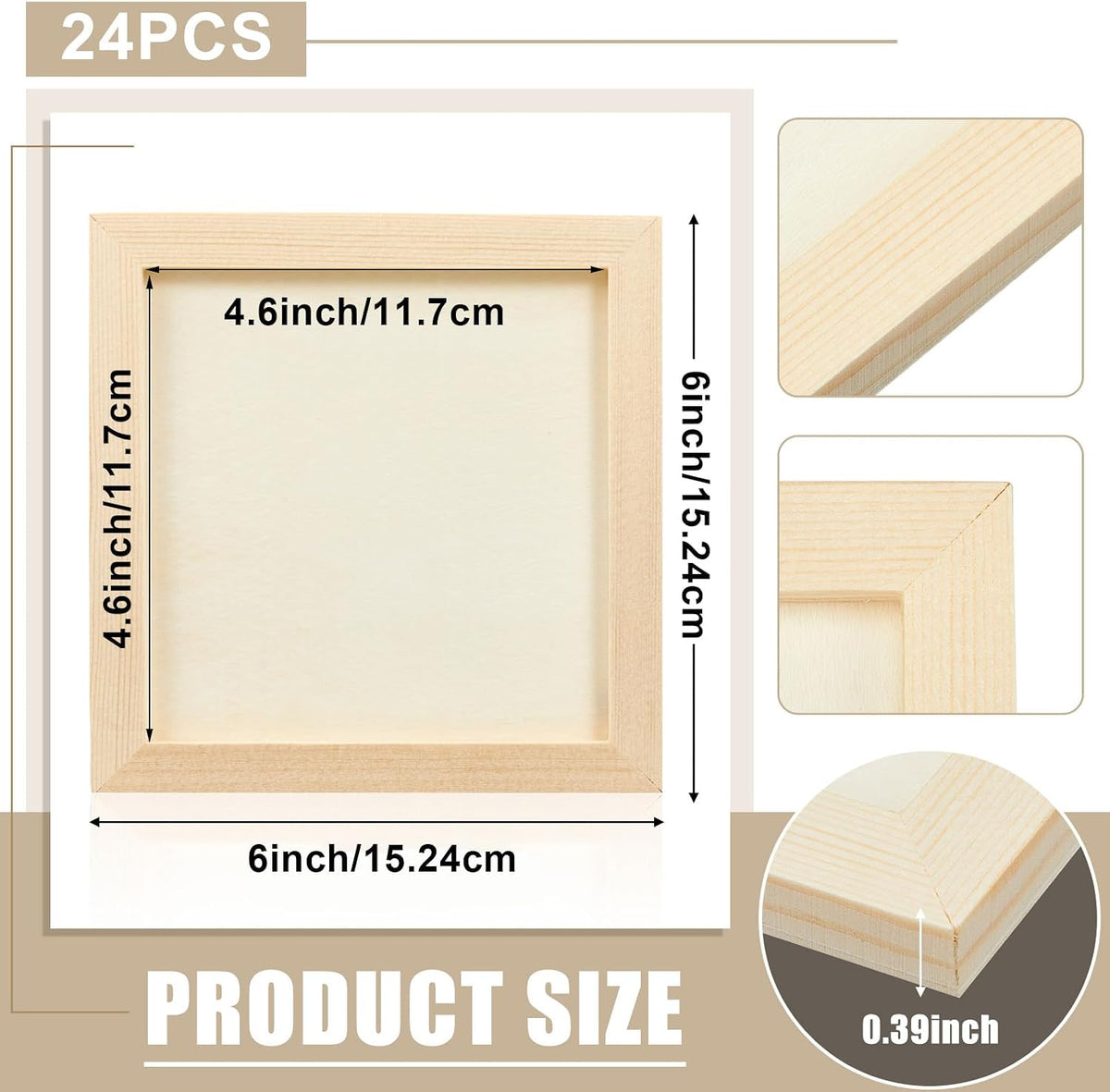 Kathfly 24 Pcs 6 x 6 Inch Wood Panels for Painting,Unfinished Boards