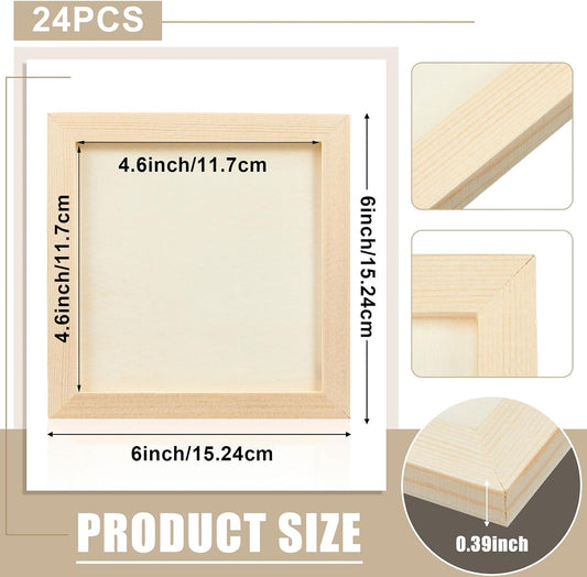 Kathfly 24 Pcs 6 x 6 Inch Wood Panels for Painting,Unfinished Boards