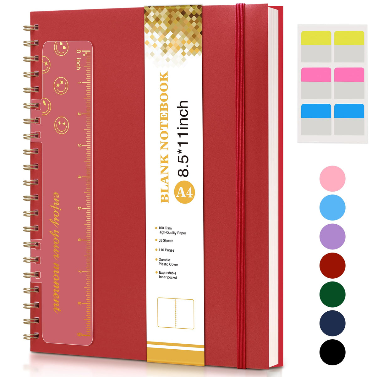 Blank Spiral Notebook Journal 8.5” x 11”, A4 Large Sketch Book for Women Men, 100 GSM Blank Paper Drawing Notebook, Hardcover Spiral Bound Sketchbook for Sketching Work School, Wildflower Mountainside