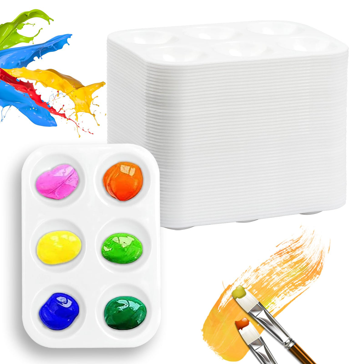 100PCS Paint Tray Palettes Plastic Paint Pallets Watercolor Palette Painting Tray for Painting Party, DIY Craft and Art Painting