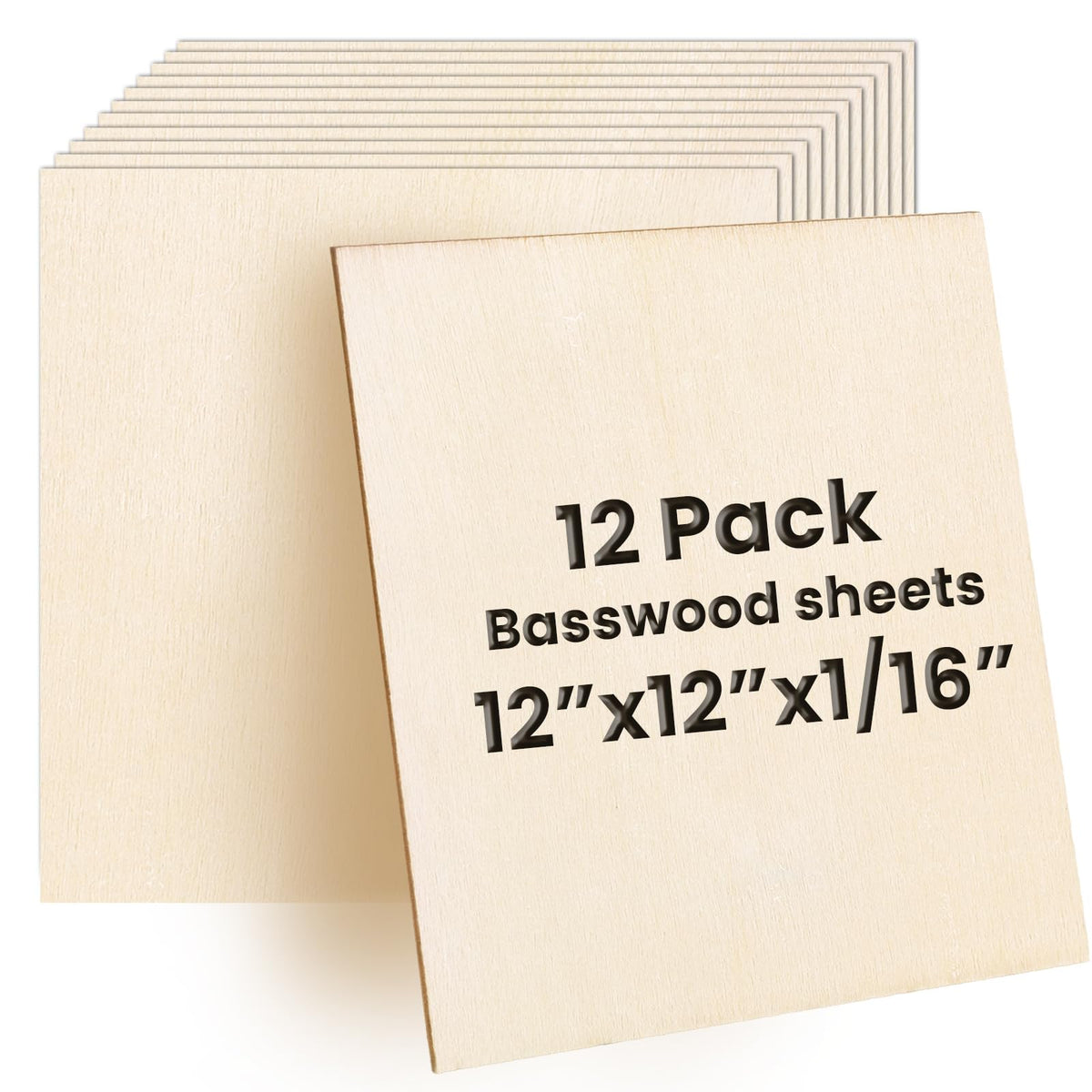 18 Pack Basswood Sheets 6X 6 x 1/16 Inch Thin Wood Sheets for Crafts