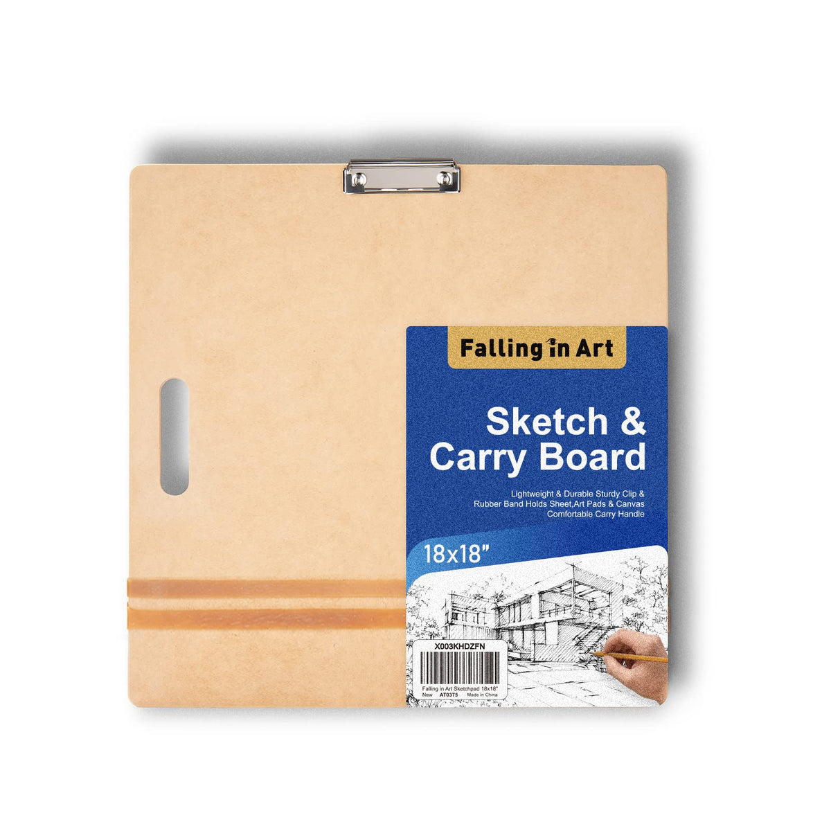 Falling in Art 13x17 Sketch Board with Sturdy Clip &Rubber Bands