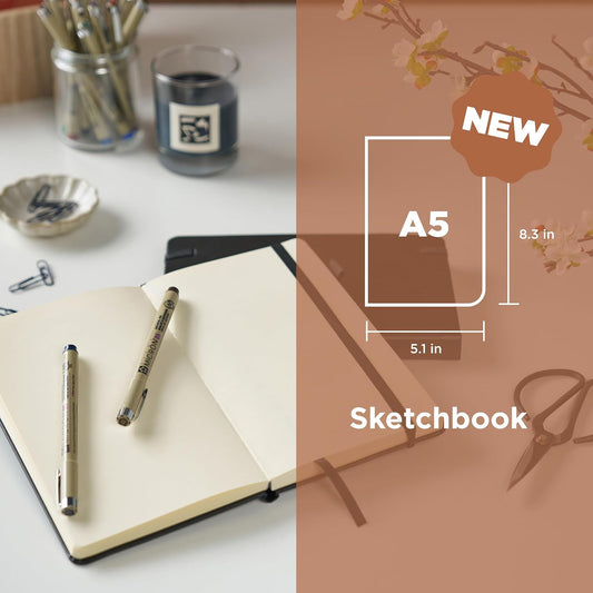 Sakura Sketchbook A5, Hardcover, 160 Pages, 5.1 x 8.3", Black, Cream Paper