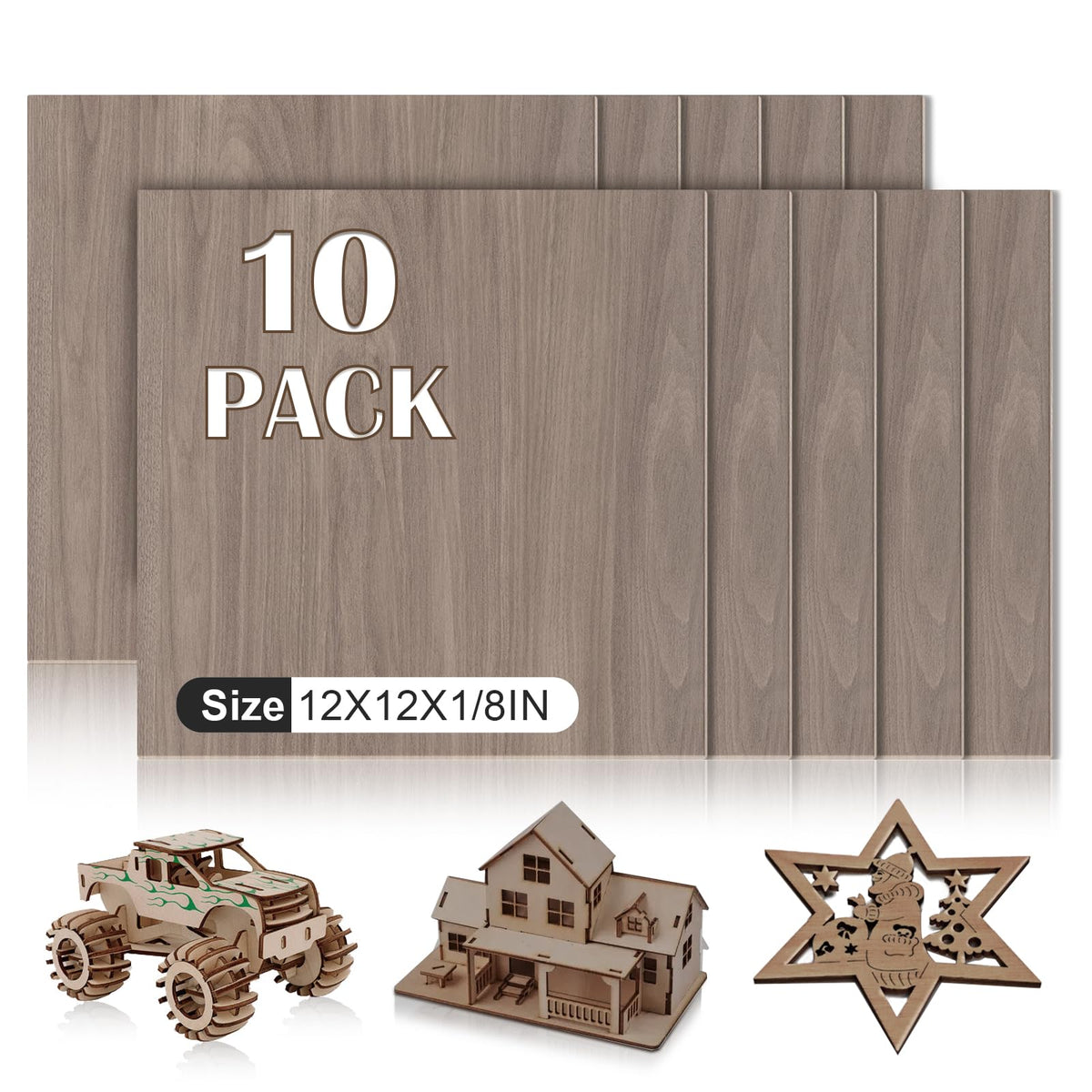 18 Pack Basswood Sheets 12"x12"x1/8" for Crafts, Unfinished Basswood Craft Board Perfect for DIY Ornaments and Models, Drawing, Painting, Engraving, Wood Burning, Laser Cutting