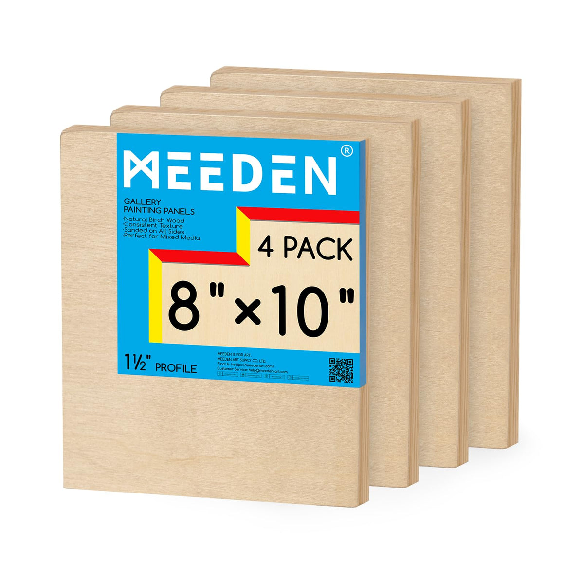MEEDEN Unfinished Wood Canvas Board:6x6 Canvas Panel Pack of 4