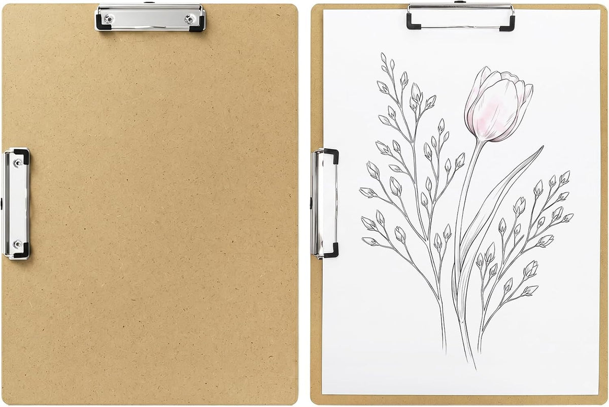 Frcctre 6 Pack 13 x 17 Inch Wooden Clipboard, Extra Large Portable Wooden Drawing Boards with Double Low-Profile Metal Clip for Class or Studio Sketching, Drawing, Painting
