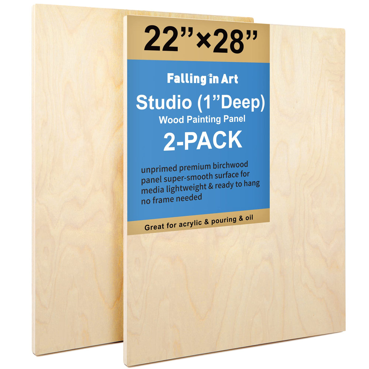 Falling in Art 2 Pack 12x16 Unfinished Birch Wood Panels Kit for Painting