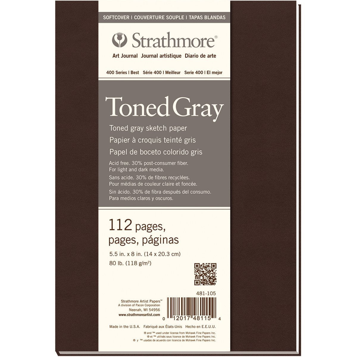 Strathmore 400 Series Hard Bound Sketch Journal, 60 lb. Paper, 8.5 X 11.5 inches, 192 Pages (297-12)