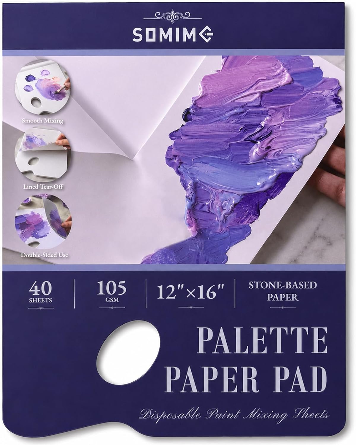 12x16 Palette Paper Pad, 40 Sheets Disposable Paint Palette Paper
