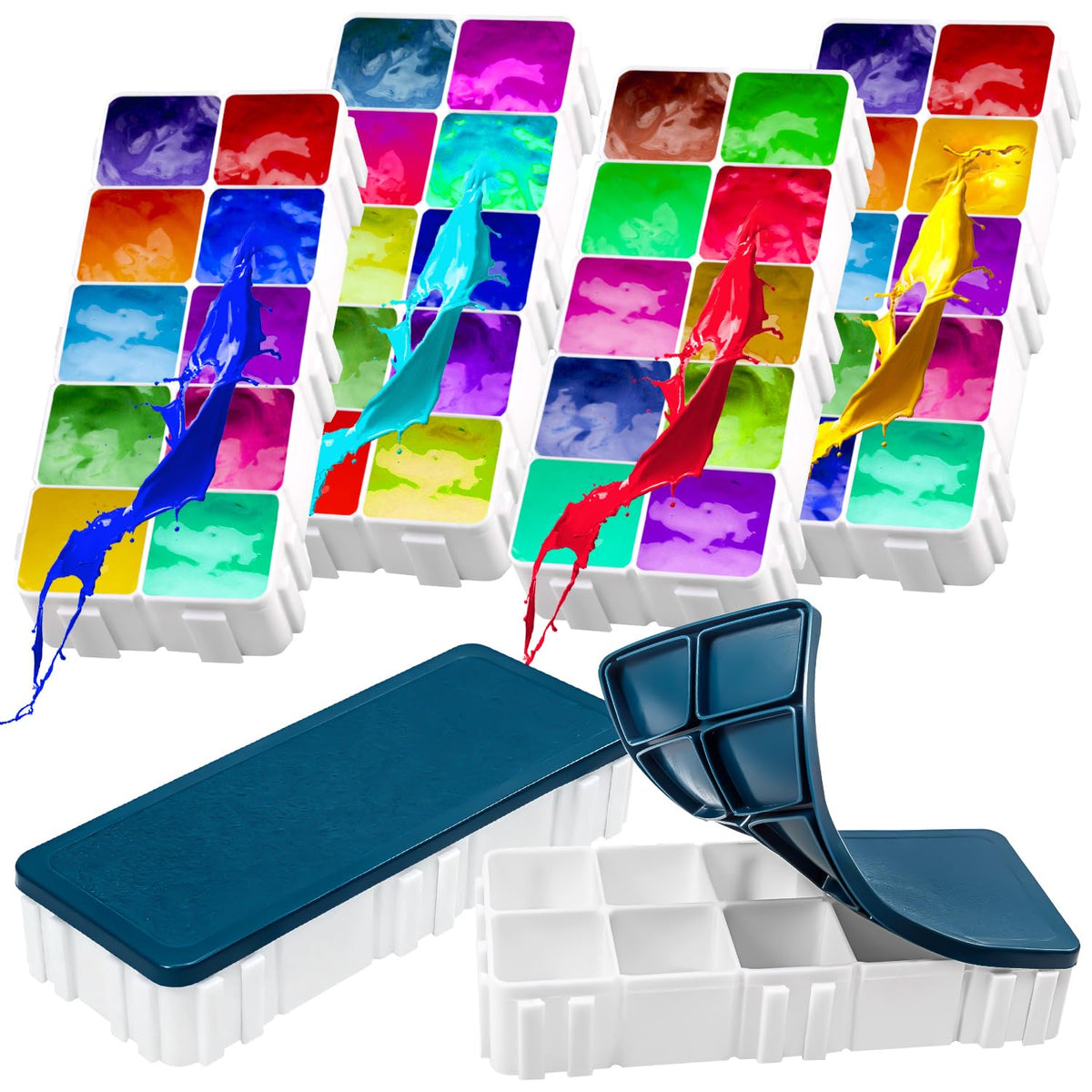 30 Compartments Plastic Watercolor Paint Palette with Lid