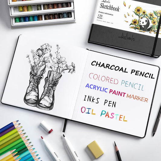 Sketchbook for Drawing, 120 Pages Sketch Book, 122LB/180GSM Thick Paper