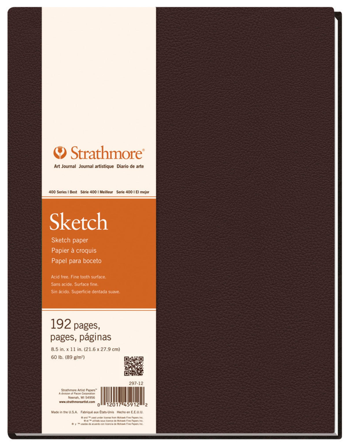 Strathmore 400 Series Hard Bound Sketch Journal, 60 lb. Paper, 8.5 X 11.5 inches, 192 Pages (297-12)