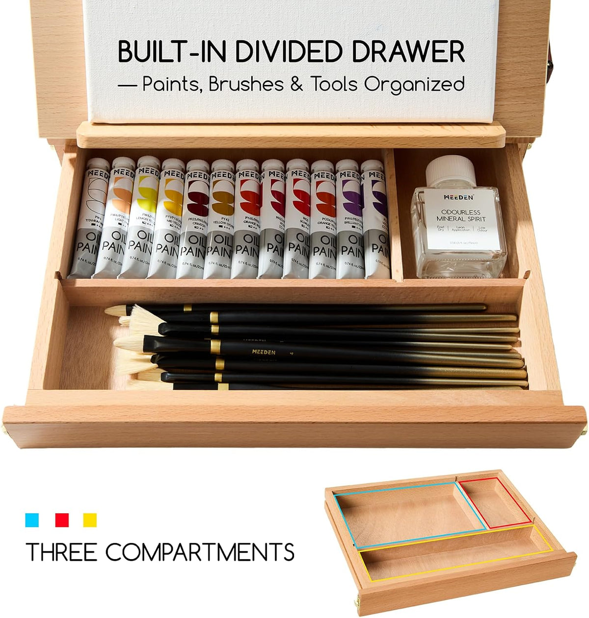 MEEDEN Table Top Easel with Drawer: Tabletop Easel with Sketching Board