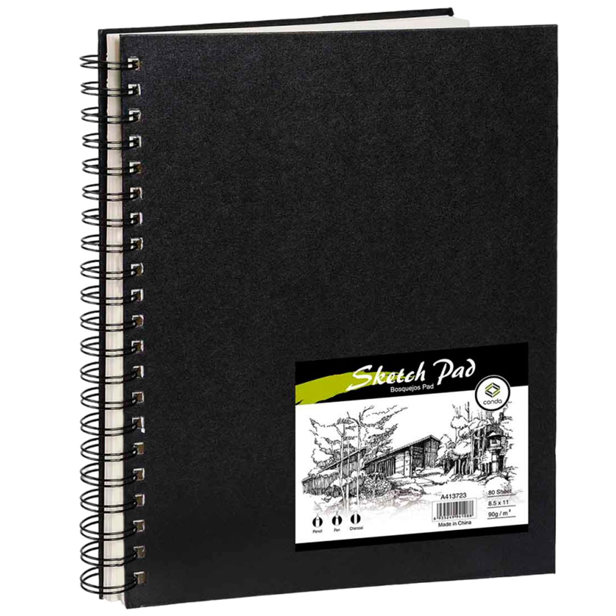 conda 8.5 x 11 Inch Sketchbook, Top Spiral Bound Sketch Pad, 100 Sheets (68 lb/100 GSM), Durable Acid-Free Sketch Paper, Drawing and Sketching Paper for Kids Adult Beginners