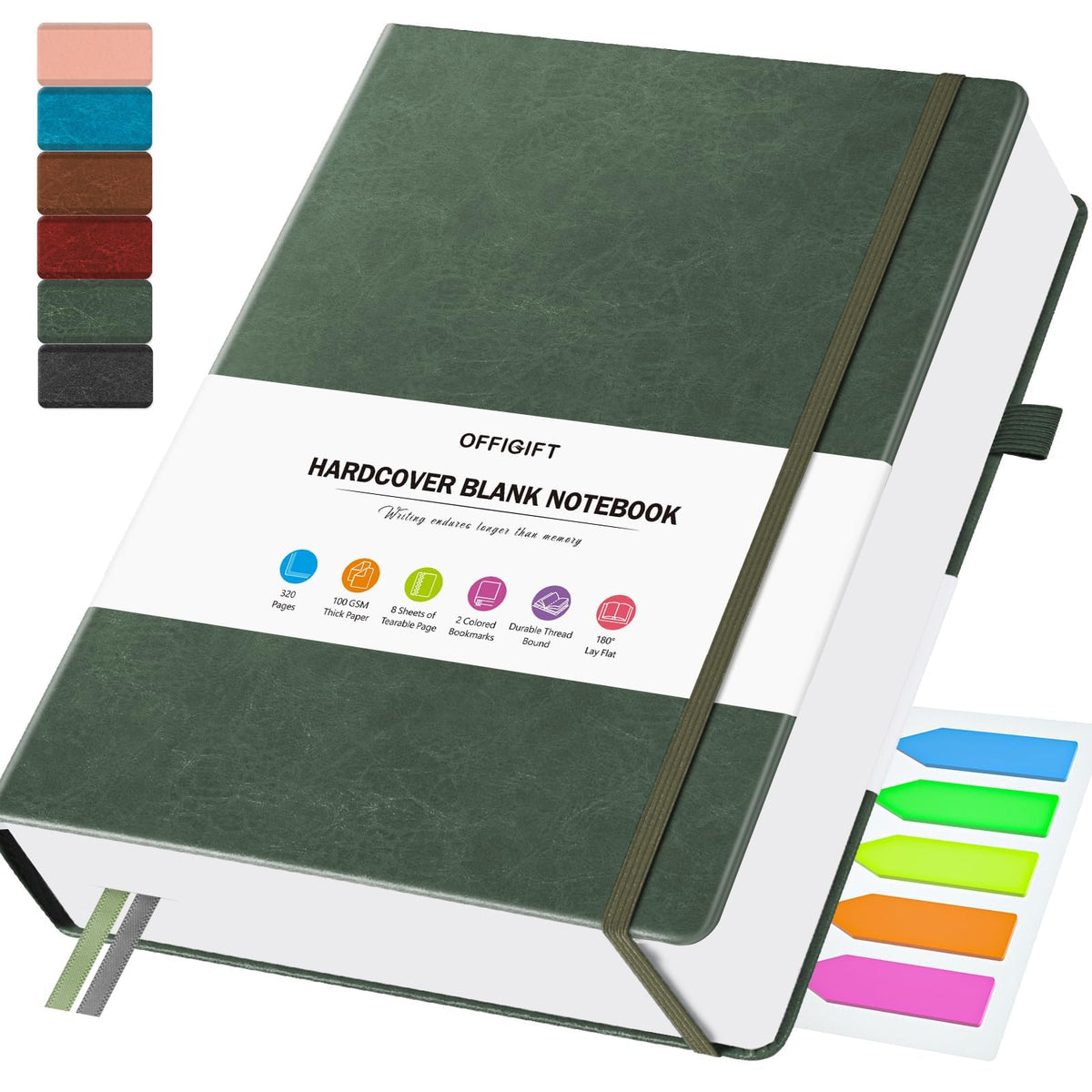 Blank Journal, Hardcover Sketchbook, 320 Pages, Leather Blank Notebook, A5