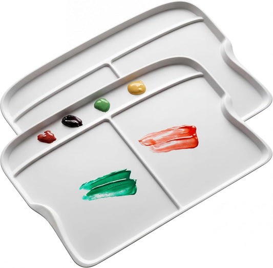 DUGATO Rectangular Plastic Paint Palette, 2-Pack Mixing Tray, 13.8 x 9 in